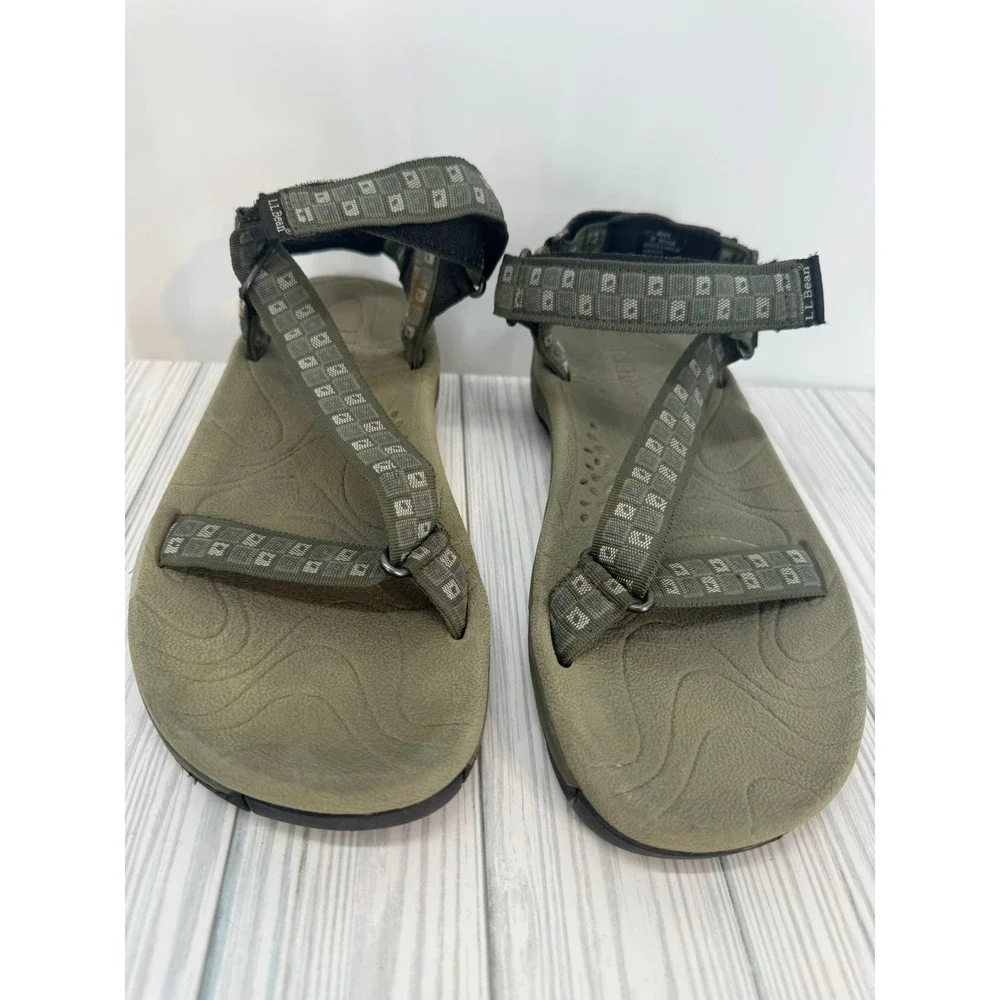 LL Bean Mens Olive‎ Green Sport Sandals Size 11 M Adjustable Strap Outdoor
